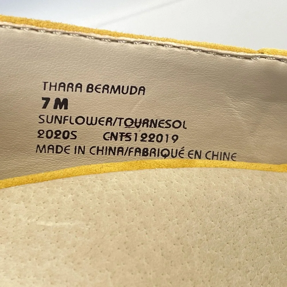 Earth Thara Bermuda Espadrille Wedge Sandals Womens Size 7 Yellow Slingback Shoe